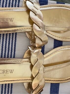 J. Crew Gold Braided Slip-On Sandals
